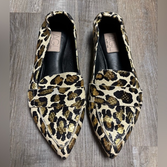 AGL Italian Loafers Metallic Leopard Print - Picture 1 of 8